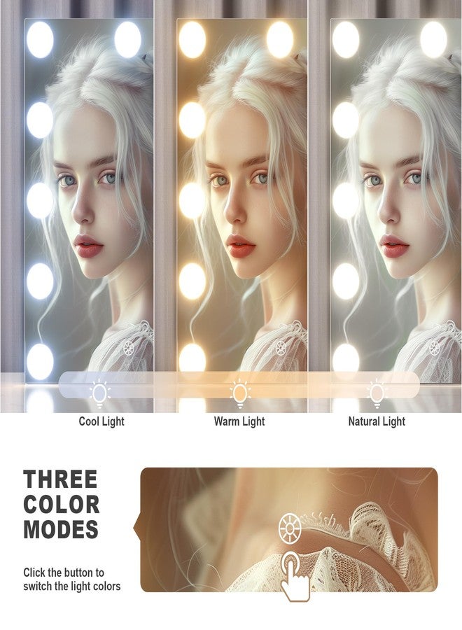 Hasipu مرآة زينة هاسيبُو بإضاءة، مرآة هوليوود 9.8 بوصة × 13.8 بوصة، مرآة مكياج مزودة بـ 9 مصابيح قابلة للتعتيم، تعمل باللمس الذكي، 3 ألوان قابلة للتعتيم، دوران 360 درجة، لون أبيض - Image 2